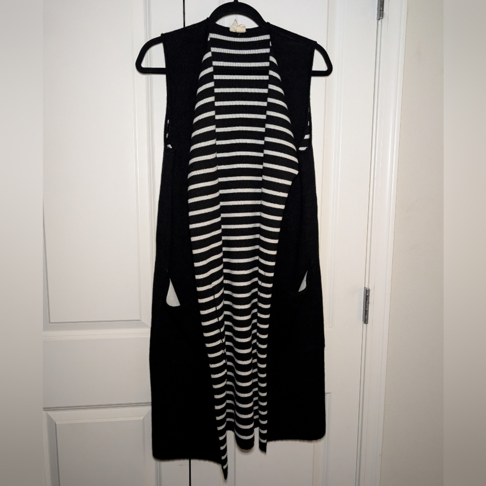Anthropologie Moth Long Line Striped Sweater Vest